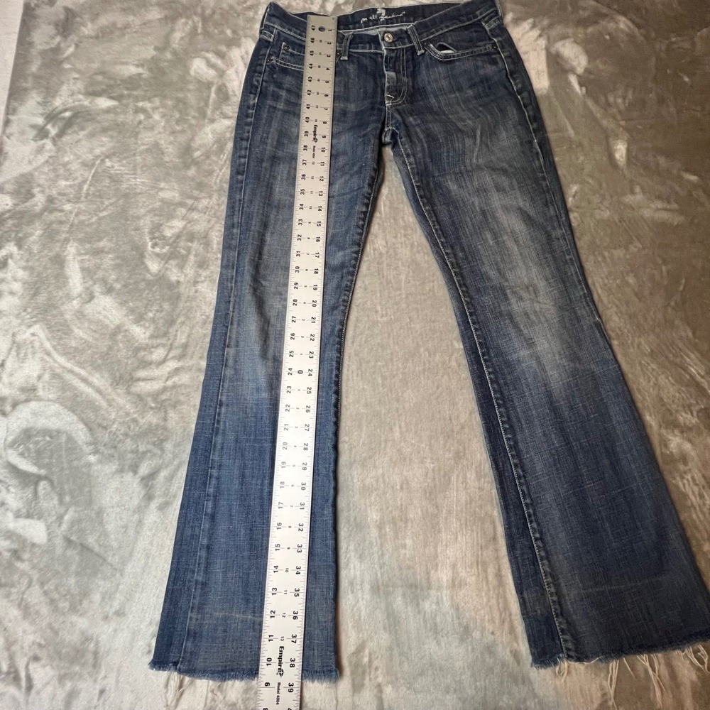 Seven for All Mankind Bootcut Jeans Distressed Frayed Hem Blue Denim Size 28 - Picture 2 of 8